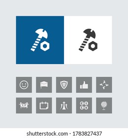 Creative Nut Bolt Icon with Bonus Icons.