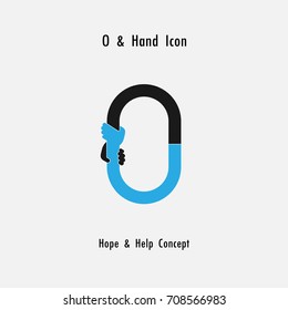 Creative O- Alphabet Icon Abstract And Hands Icon Design Vector Template.Business Offer,partnership,hope,support Or Help Concept.Corporate Business And Industrial Logotype Symbol.Vector Illustration
