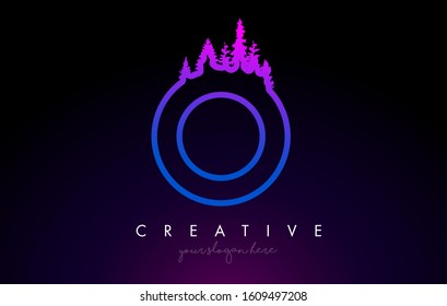 Creative O Letter Logo Idea With Pine Forest Trees. Letter O Design With Pine Tree on TopVector Illustration.