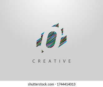 Creative O Letter Logo. Modern Abstract Geometric Initial O Design, made of various colorful strips shapes  