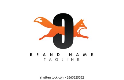 Logotipo creativo O, Fox de salto, Fox saltando con el logotipo O