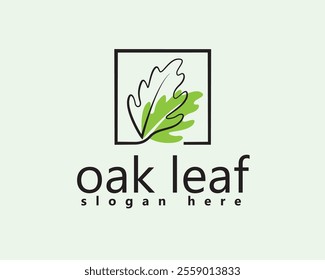 creative oak leaf in frame with color shadow logo design