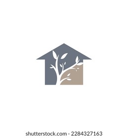 Creative Oak Resident Homes icon logo design vector illustration. oak tree and house logo design color editable

