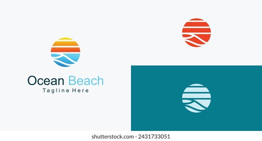 Creative ocean beach logo design with unique concept| premium vector