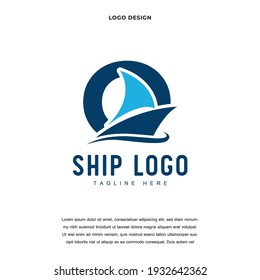 Creative ocean Cruise ship icon logo design vector illustration. nautical sailing boat logo design color editable