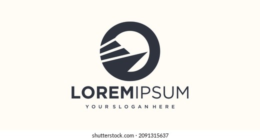 Creative ocean Cruise ship icon logo design vector illustration. nautical sailing boat logo design.