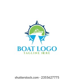 Creative ocean Cruise ship icon logo design vector
