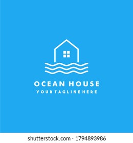 Diseño del logotipo de la casa de océano creativo
