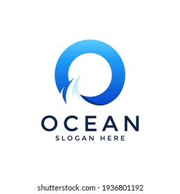 creative ocean wave logo design vector illustration