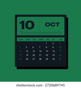 Creative October 2026 Calendar Design Colorful and Minimalist Planner Template
