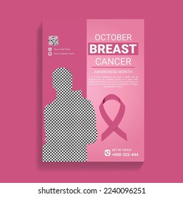 Creative October cancer awareness social media flyer design template