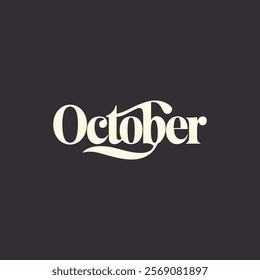 Creative October Typography Vector Template with Hand-Lettered Font for Autumn, Halloween, and Fall Season Designs