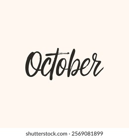 Creative October Typography Vector Template with Hand-Lettered Font for Autumn, Halloween, and Fall Season Designs