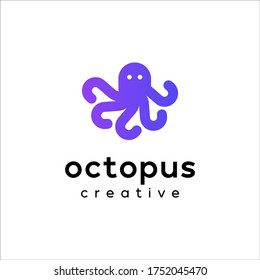 creative octopus logo design template in a modern and elegant style, animals that live in saltwater areas that octopuses live along coral reefs and ocean floor