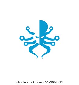 Creative octopus logo icon template for technology companies