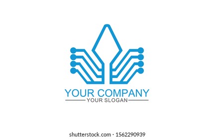 creative octopus logo template vector icon with with the tentacles that make up the PCB path, for electrical industry