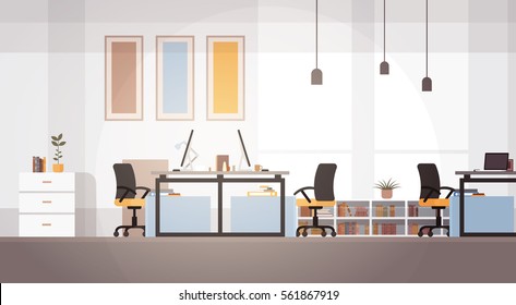 Creative Office Co-working Center University Campus Modern Workplace Flat Vector Illustration