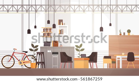 Creative Office Co-working Center University Campus Modern Workplace Flat Vector Illustration