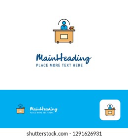 Creative Office desk  Logo Design. Flat color Logo place for Tagline. Vector Illustration