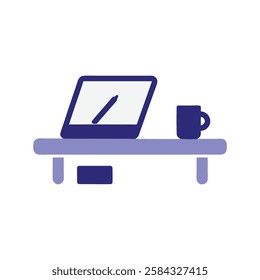 Creative Office Desk with Tablet and Coffee Mug