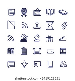 Creative office and education icon pack technology simple set