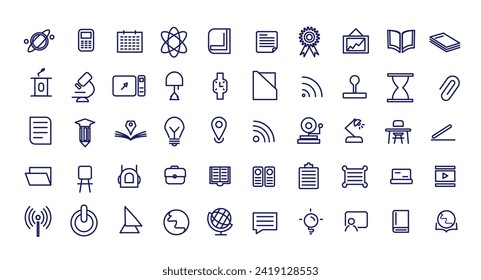 Creative office and education icon pack technology simple set