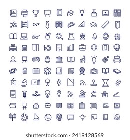 Conjunto sencillo de tecnología de paquetes de iconos creativos de oficina y educación