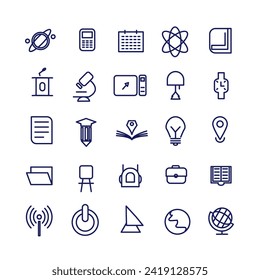Creative office and education icon pack technology simple set