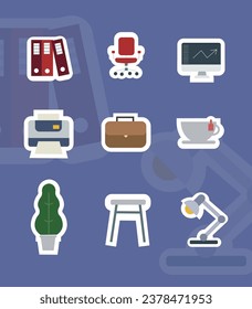 Creative Office Work Element Clip Art Illustration