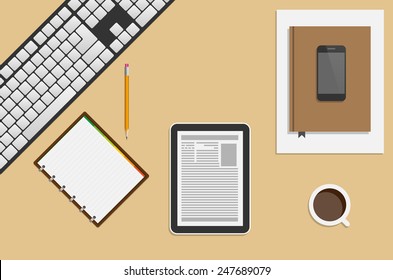 Creative Office Workplace Concept. Vector Illustration.