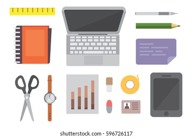 Creative office workplace illustrations modern flat style