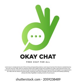 Creative okay chat logo. finger with chat icon for your website or application logo