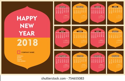 creative old arc shape new year calendar 2018 template design