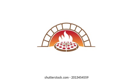 creative old oven shovel pizza logo vector design symbol