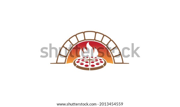 creative\
old oven shovel pizza logo vector design\
symbol