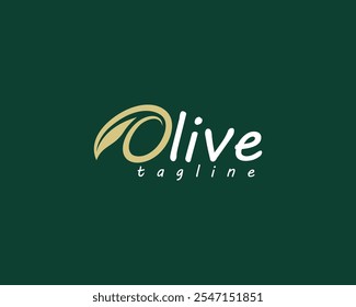 creative olive fruit in the shape of the letter o accompanied by leaves logo design