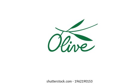 Creative Olive Leaves Text Symbol Logo Vector