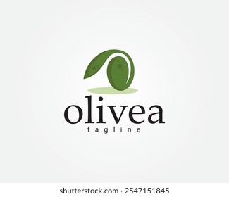 creative olives with leaves on top with a modern concept logo design