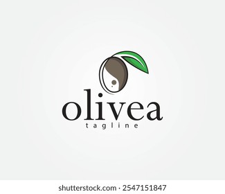 creative olives with leaves on top logo design