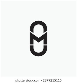 Creative OM or MO initial monogram line art modern unique style logo design