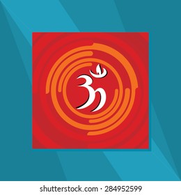 creative om symbol over red background vector illustration 