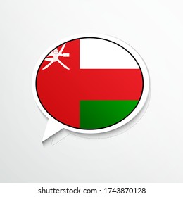 Creative Oman country flag on speech bubble. Abstract languages concept flat illustration