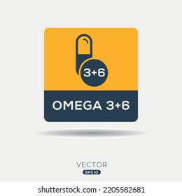 Icono creativo (Omega 3+6), signo vector.