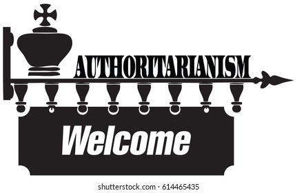 Creative on the topic of authoritarianism with chess pieces. Vector illustration.