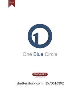 Creative one blue circle logo vector design