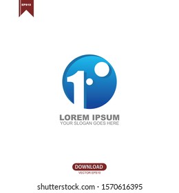 Creative one blue circle logo vector design