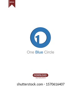Creative one blue circle logo vector design