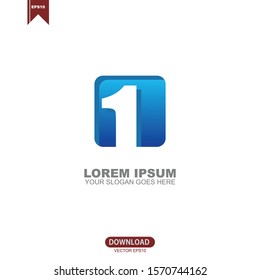 Creative one blue square logo vector inspiration design