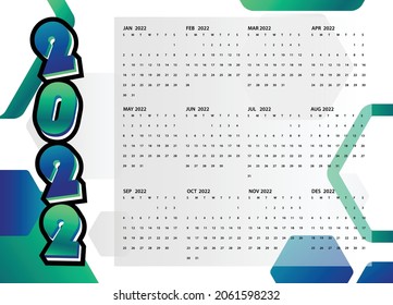 Diseño creativo de plantillas de calendario de un escritorio 2022