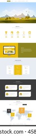 Creative One Page Website Design Template with Countryside Landscape Vector Illustration. Simple Business Layout